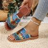 Fashion Women 2025 Summer Tassels Decor Beach Slippers New Bohemia Style Print Flat Sandals Outdoor Elegant Slippers Women Slides Women