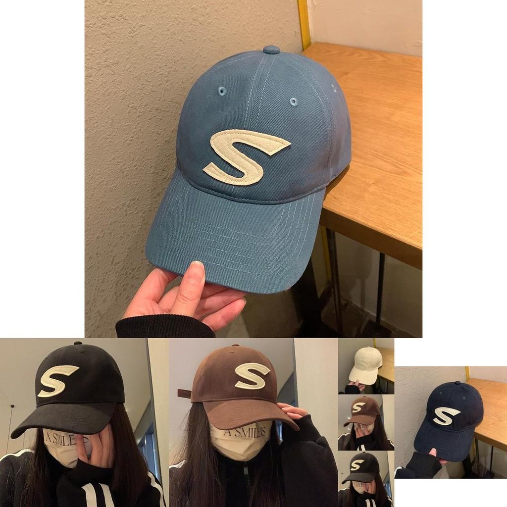 Trendy Cotton Baseball Cap With S Letter Design Wide Brim For All Seasons