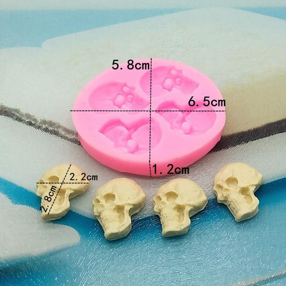 4Holes Skeleton Head Silicone Mold Styling Candy Jelly Mould Fondant Cake Decorating Pastry Bake Tools