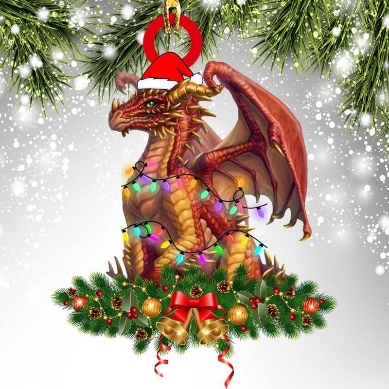 Festive Cartoon Style Acrylic Dragon Car Ornament For Vibrant Christmas Decor