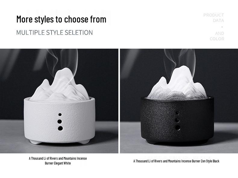 Creative Ceramic Incense Burner: Thousand Li of Rivers and Mountains Design, with Lid for Sticks and Coils, Aromatherapy Home Ornament