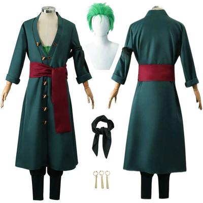 Zoro Cosplay OP Costume Parrucca Fazzoletto Orecchini Vestiti Anime Kimono Adulti Bambini Festa di Natale di Halloween Outfit per Role Playing