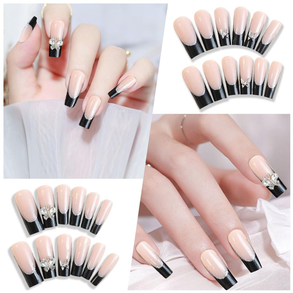 24 szt. Kawałki do paznokci Noszone paznokcie Lodowo przezroczyste Sztuczne paznokcie