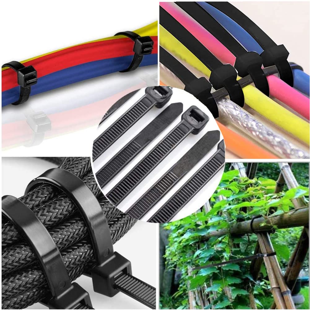 Outdoor Weather-Resistant Cable Ties, 800mm Long, 9mm Wide, 90kg Load Capacity, Made of Strong Nylon 66, UV Resistant, for Cable Fixation (Black, 50
