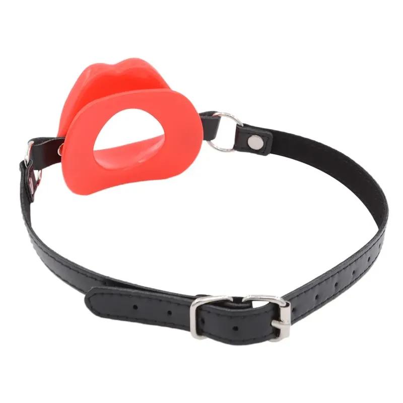 Reusable Silicone O Ring Mouth Gag, Lips Shape Open Mouth Restraint for Couples, Soft BDSM Bondage Adult Toy
