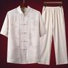 Traditionelle chinesische Herren-Tang-Kleidung Kung Fu Wing Chun Kleidungsstück Stickerei Kurzarmhemd Top Hose Hanfu-Anzug