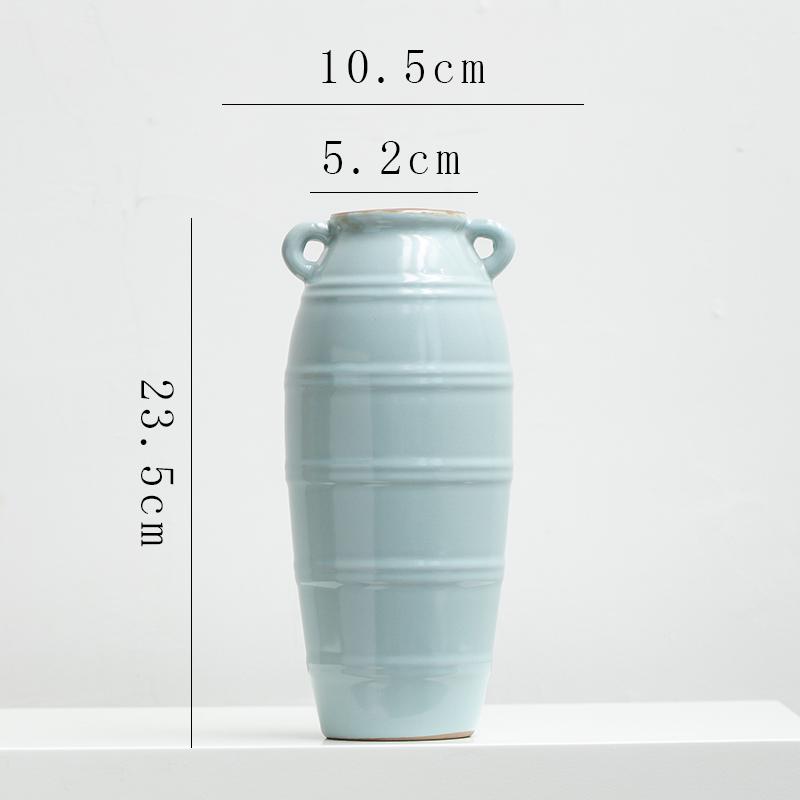 Chinese Zen Ru Kiln Ceramic Vase for Home Decor: Ideal for Living Room or Entryway Flower Arrangements and Green Plants