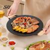 Family Size Outdoor Cooking Pan Electric Smokeless Grill, Nonstick Griddle, Korean BBQ Meat Roaster Cassette Stove Compatible with Handle, Round