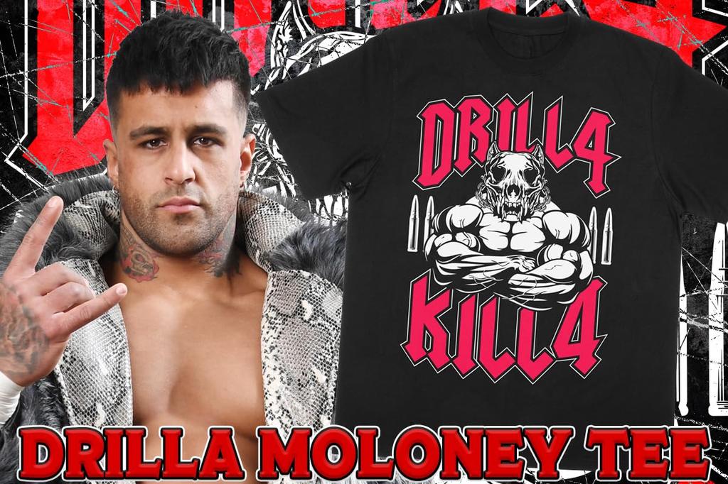 New Japan Pro-Wrestling T-Shirt "DRILLA KILLA" by Drilla Moloney, Size Small, 6407103469