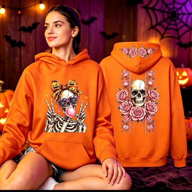 Funny Cute Skeleton Halloween Hoodie Skeleton Men Women Vintage Horror Graphic Pullover Sweatshirt Spooky Gothic Hoodies