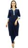 Bimba Women's Straight Kurta Slub Cotton Kurti Indian Long Tunic Blouse | Navy Blue|