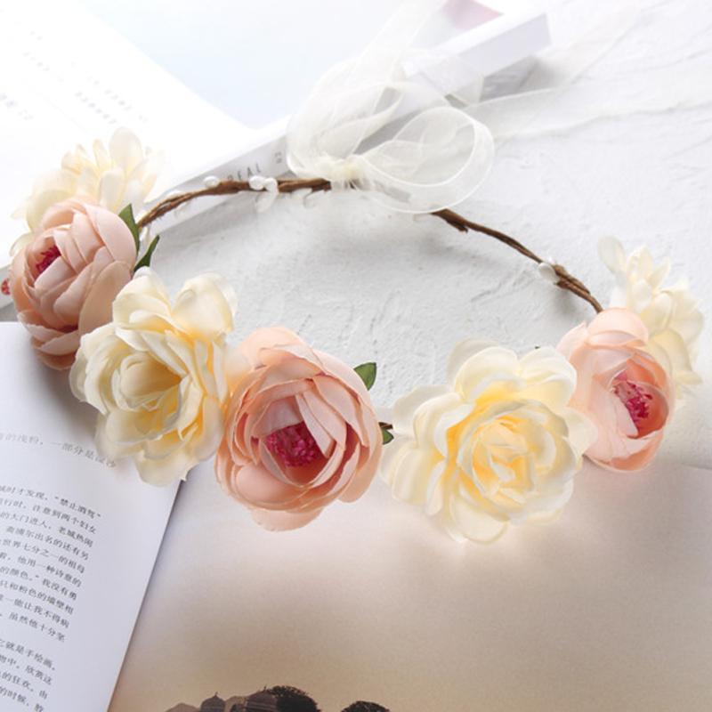 Simulate Flower Garland Headband Floral Head Wreath Wedding Party Headwear Photo Prop