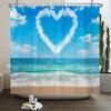 3d Beach Scenery Shower Curtains Sea Ocean Mediterranean Bathroom Curtain Waterproof Cloth Decoration 180*240cm Bath Curtain
