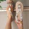 Fashion Fashion Crystal Rome Metal Decoration Sandals for Women Clip Toe Flat Heel Platform Lightweight Non-Slip Beach Shoes Sandals