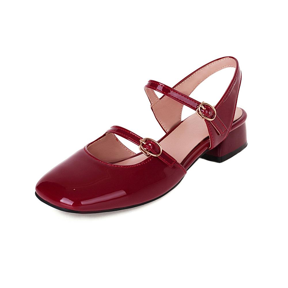 Fashion 2025 Gladiator Sandals Women Shoes Sexy Square Toe Pumps Ankle Strap Buckle Ladies Zapatos Mujer Low Heels Size 34-43 Green Red