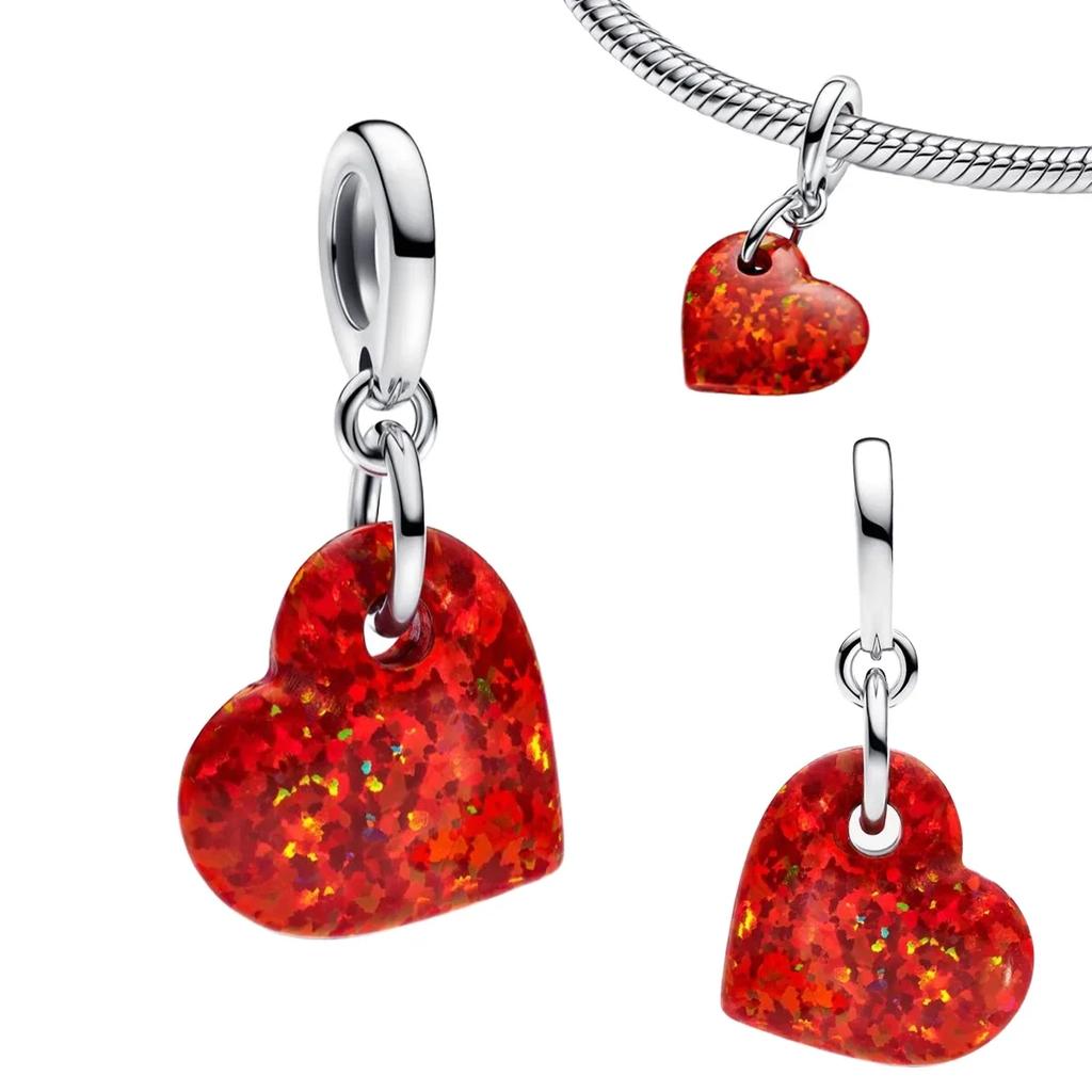 Original Copper Colorful Charms Snowflake Heart Lock Key Earrings Beads For Necklace Diy Bracelet Present Jewellery