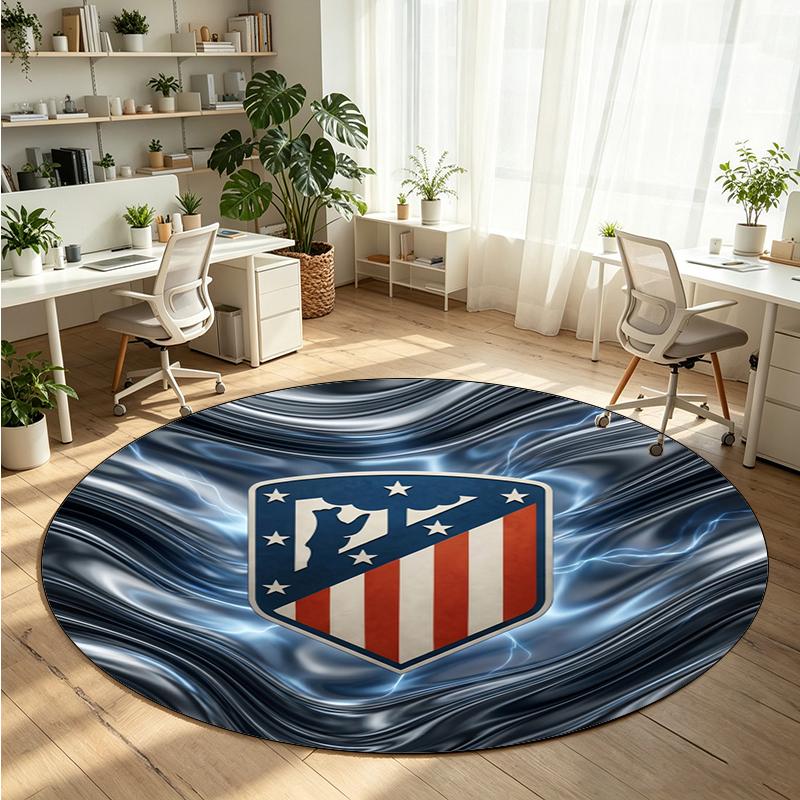 Atletico Madrid Printed Round Crystal Velvet Rug Soft Non Slip Floor Carpet For Bedroom Holiday Gift