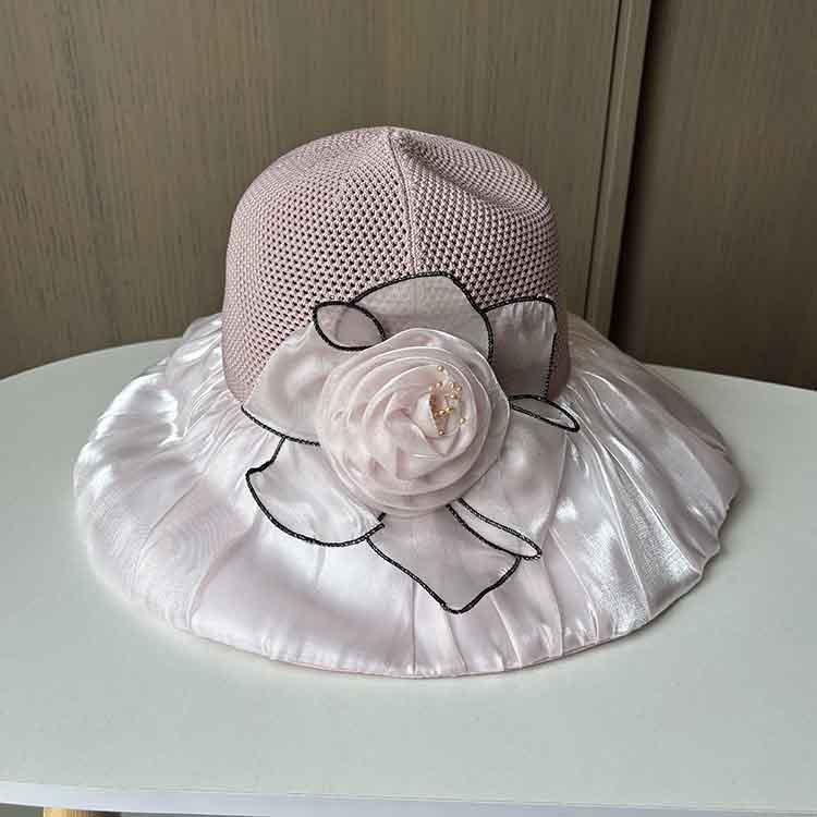 New color rubber bucket hat mesh flower UV protection beach hat women's summer eaves sun hat