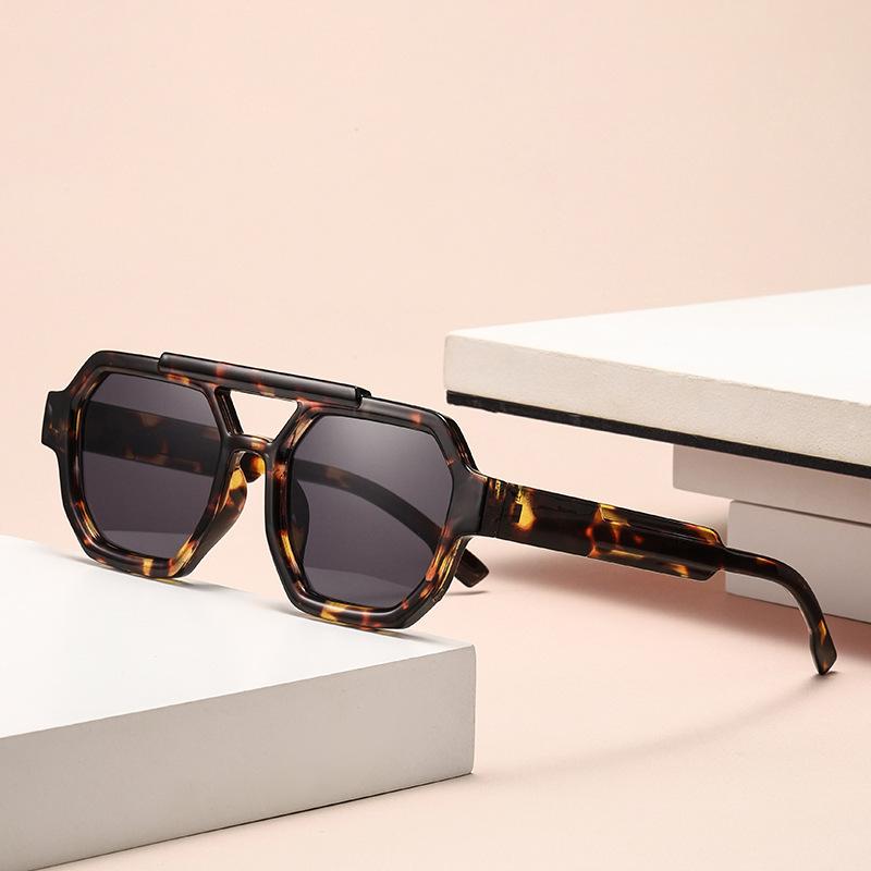 Vintage Men Double Bridges Eyewear Polygon Square Women Sunglasses Fashion Luxury Designer Eyewear Men Sun Glasses Uv400