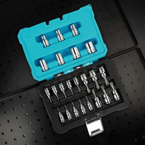 DURATECH 23-Piece Torx Bit Socket Set, 6.35mm and 9.5mm Drives, E-Type Sockets, Tamper-Proof CRV Steel, with Storage Box