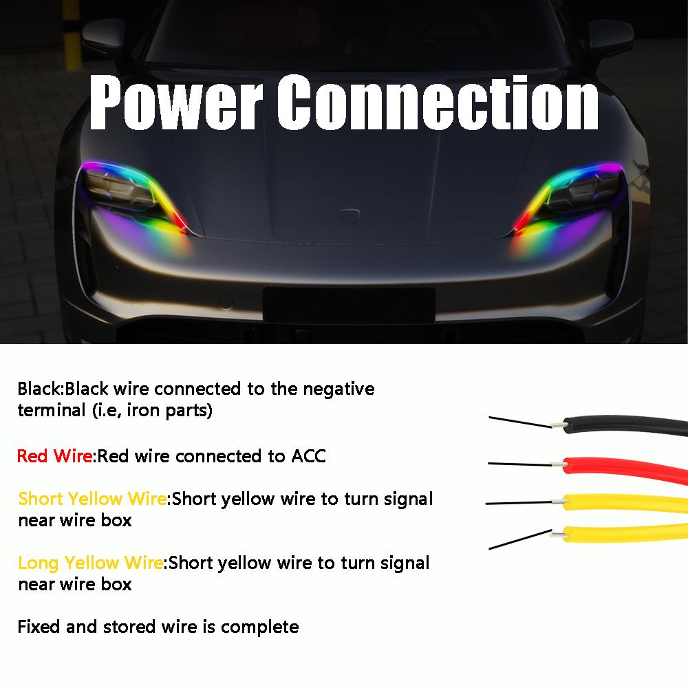 RGB Led DRL Strip Car Daytime Running Light Car Headlights Flowing Turn Signal Lights 9-30V APP/Remote Control Auto Accessories