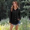 Women's Casual Solid Color Tops Long Sleeve Button Loose Breathable Shirt