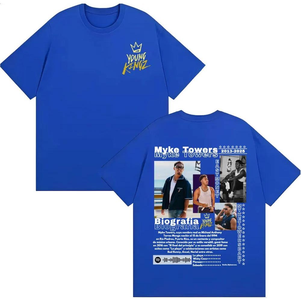 Rapper Myke Towers Music Album Cover T Shirt Men's Clothing Harajuku High Street Oversized T-shirts O-Neck Cotton T-shirt