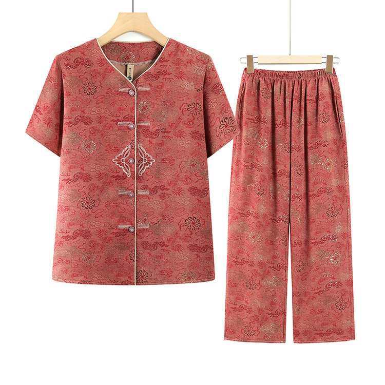 Grandma's 2026 Summer Short-Sleeve Shirt Set for Middle-Aged and Elderly Women