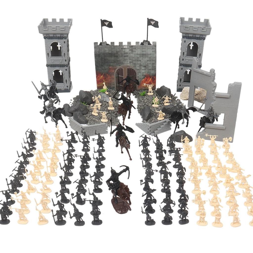 DIY Medieval Castle Building Knight Horse Military Model Medieval Military Plastic Fortress Model Kit for Boys
