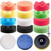 SIQUK 16 Pieces Buffing Pads 3 Inch Car Polishing Pad Kit Foam Polish Pads Wax Buffer Polisher Attachment For Drill
