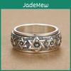 Men Rotatable Ring New Silver S Retro Creative Domineering Six Pointed Star Wide Version Thai Index Finger Closed Accessory