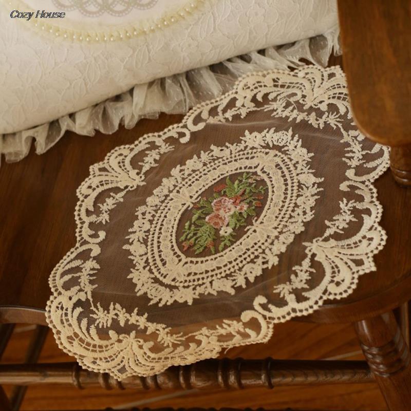 New Dinning Lace Table Cover Embroidered Table Cloth Elegant Round Tablecloth Coffee Coasters Napkin Party Wedding Decoration