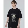 Black T Shirt with Skull and Crossbones Print and Inspirational Text for Casual Wear