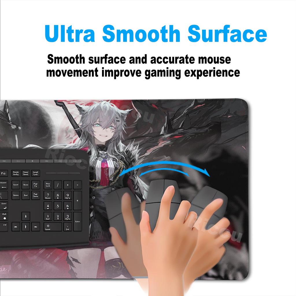 Arknights Mauspade Anime Mädchen Lappland Mauspade Gamer Große Schreibtischunterlage Mit Verriegeltem Rand XXL Gaming Teppich PC Tastatur Zubehör