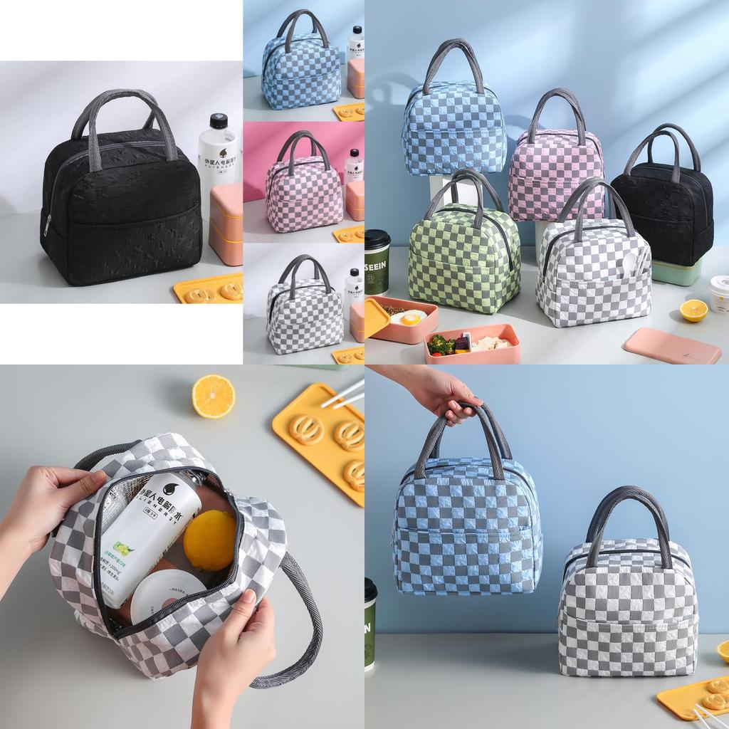 Multi-functional Bubble Grid Oxford Fabric Thermal Lunch Bag With Waterproof Feature