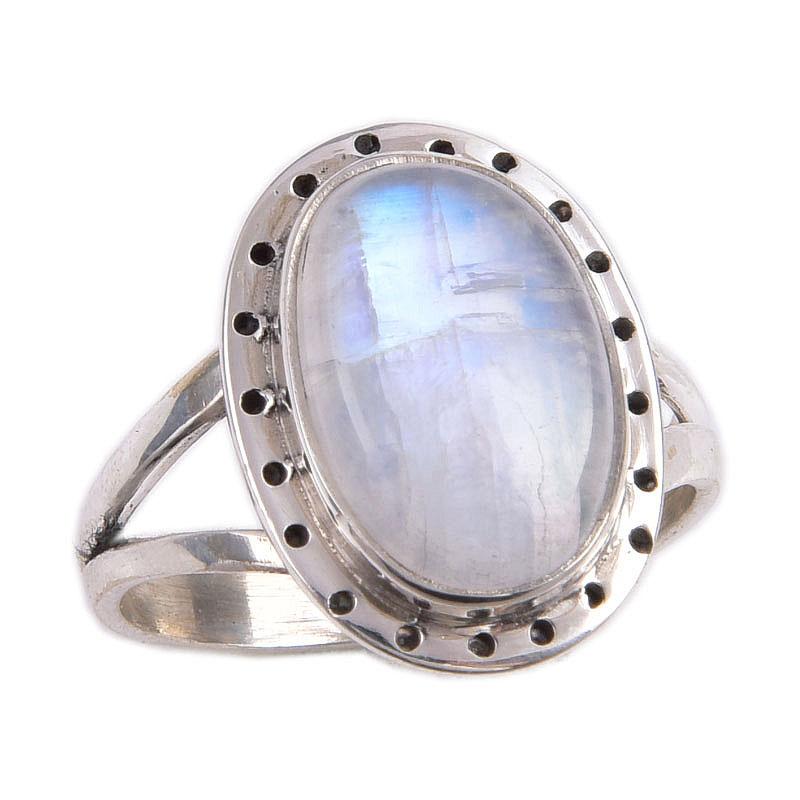 Natural Rainbow Moonstone Gemstone Handmade 925 Solid Silver Gift Ring S.8 o1R07