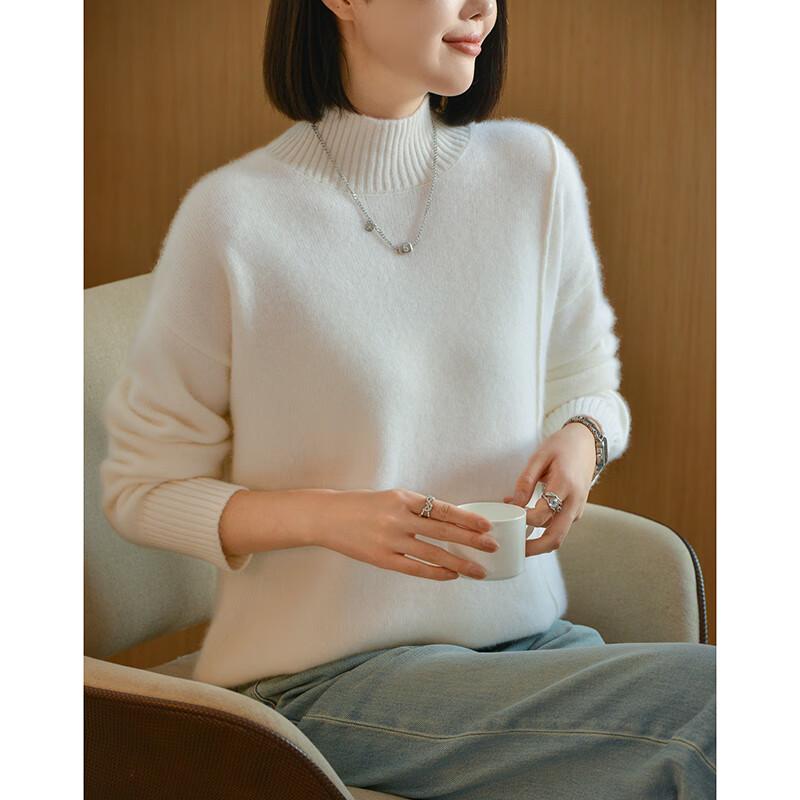 Fanzhen Women's 100% Wool Thickened Mock Neck Sweater