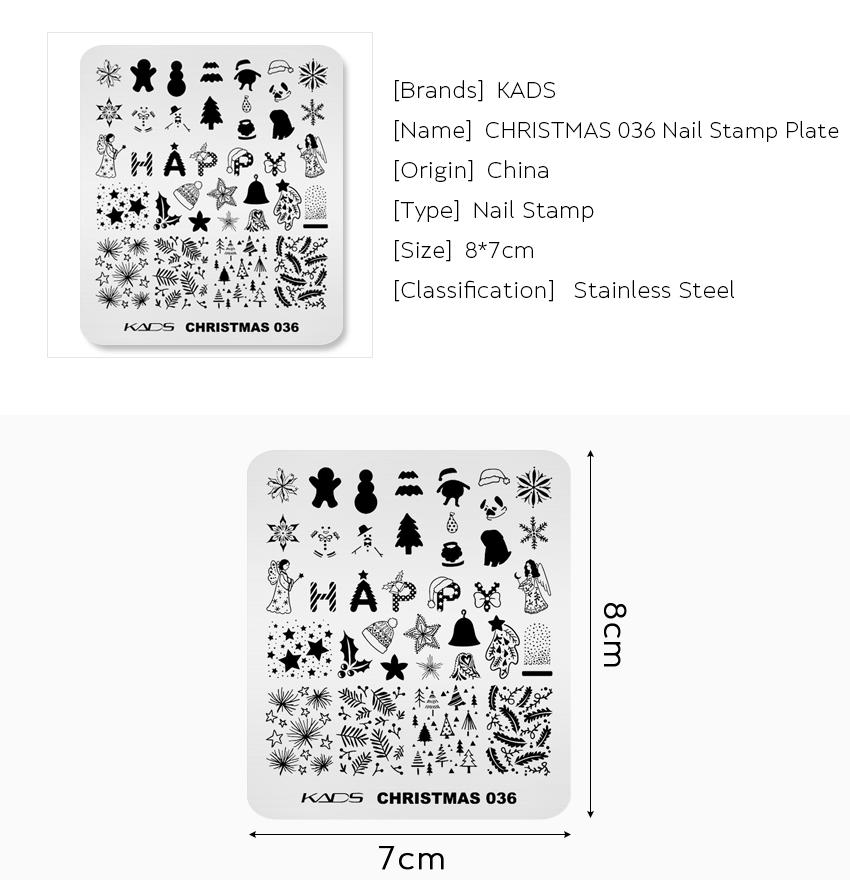 kads Nail Art Stamping Template Christmas 036 Snowman Image Nail Stamp Stencil Plate