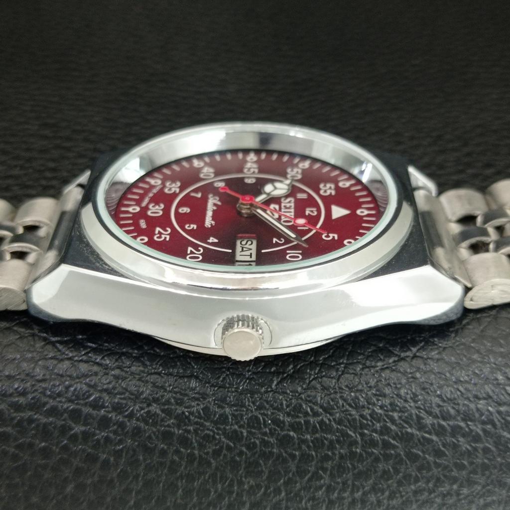 VINTAGE SEIKO 5 AUTOMATIC 6309A REFURBISHED JAPAN MENS RED DIAL WATCH a444822-1