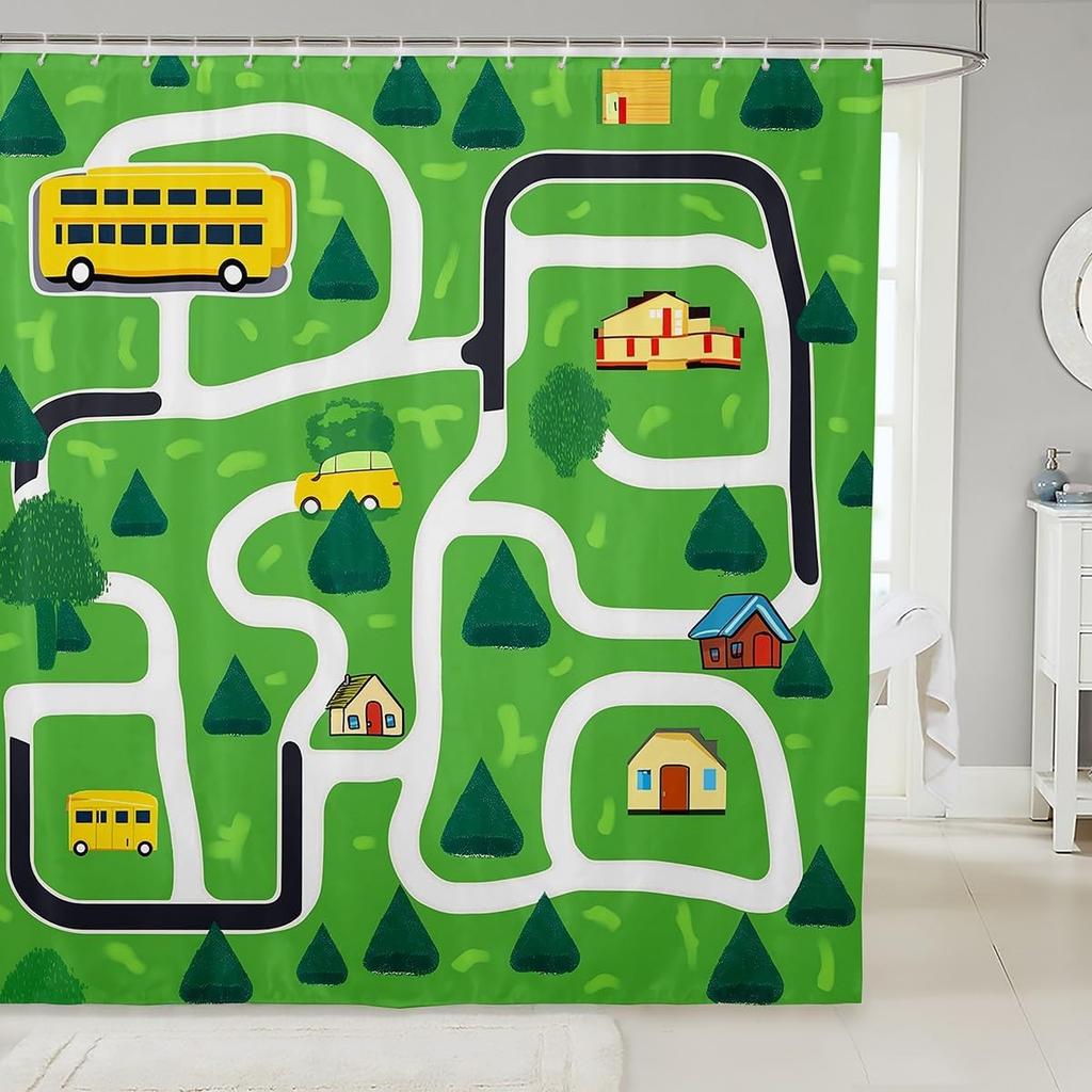 GAEDog Print Shower Curtain for Boys Girls Kids Cute Dog Print Bath Curtain, Kawaii Golden Retriever Decor Bathroom Decor, Lov