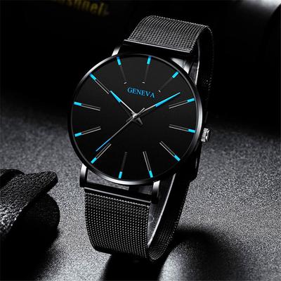 Geneva Men's Fashion Quartz Watch - Mesh Strap, Colorful Markers, Business Style