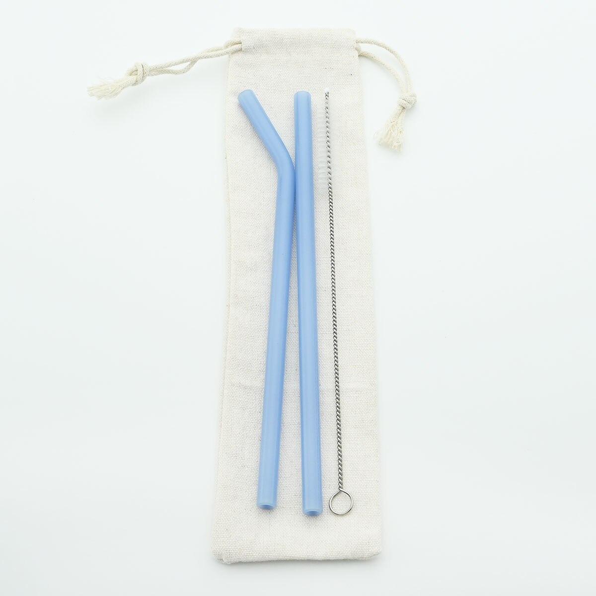 Красочные экологически чистые соломинки из боросиликатного стекла, многоразовые стеклянные соломинки для смузи, молочных коктейлей, напитков, аксессуары для бара синий