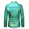 Men Disco Shirt Shiny Golden Sequin Metallic Dress Shirt Lapel Long Sleeve