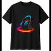 Headphones Neon Glow Mens T-Shirt Retro Black 100% Cotton Motoring Printed