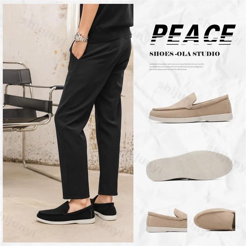 Zapatos para Hombre Mocasines Planos Gamuza Esmerilada Cómodos Antideslizantes Mocasines de Moda Ligeros Modernos Zapatos Casuales para Exteriores para Hombre