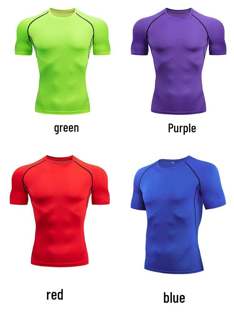 Men’s Quick-Dry Breathable Sports T-Shirt: Elastic, Short Sleeve, Fitness Running Top