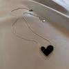 Titanium Steel Black Heart Necklace - Elegant, Non-Fading, Modern Sweater Chain for Women
