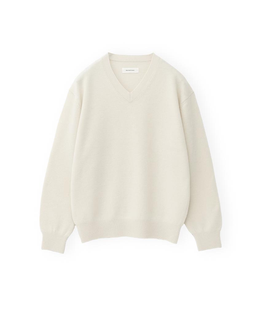Beulaunyadeu W Extra Super Fine V-Neck Knit, Ecru
