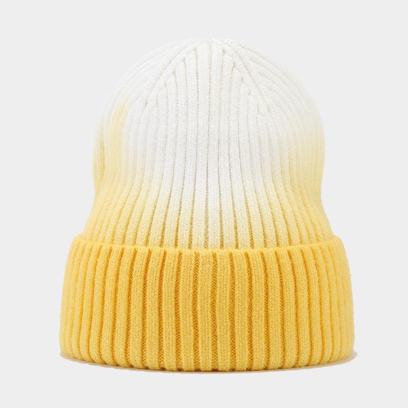 European and American Personalized Fashion Tie-dye Knitted Hat Women's Autumn and Winter Trend Crimped Wool Hat Outdoor Warm Ear Protection Pullover