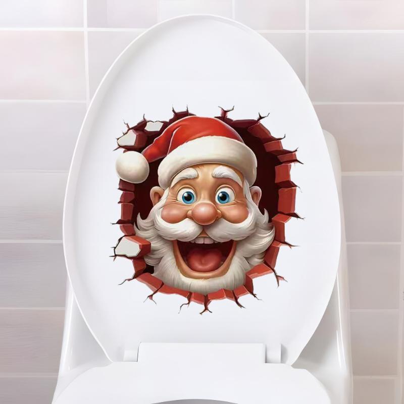 Christmas Snowman Toilet Sticker Merry Christmas Party Decoration Xmas Home Bathroom Decor Navidad Natal